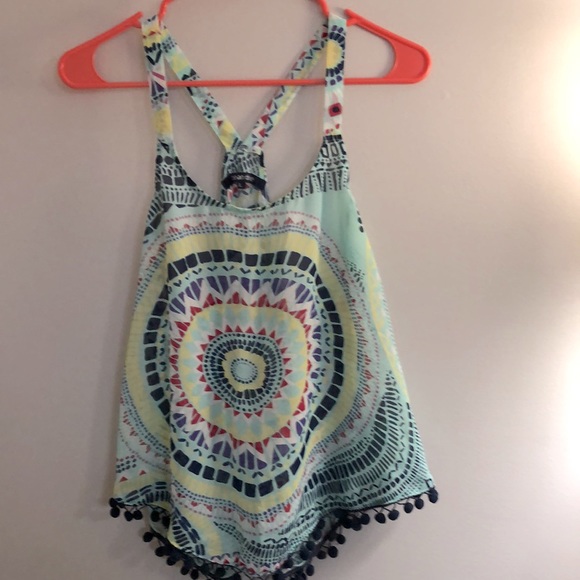 Ocean Drive Tops - Ocean Drive sheer tank top with fringe detail, EUC, size large.